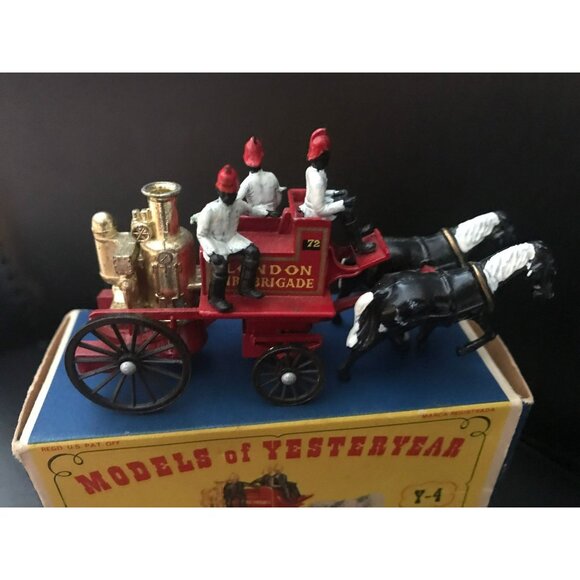 Vtg Matchbox Lesney Models of Yesteryear Y-4 Shand Mason Horse Drawn Fire Engine - Picture 3 of 10